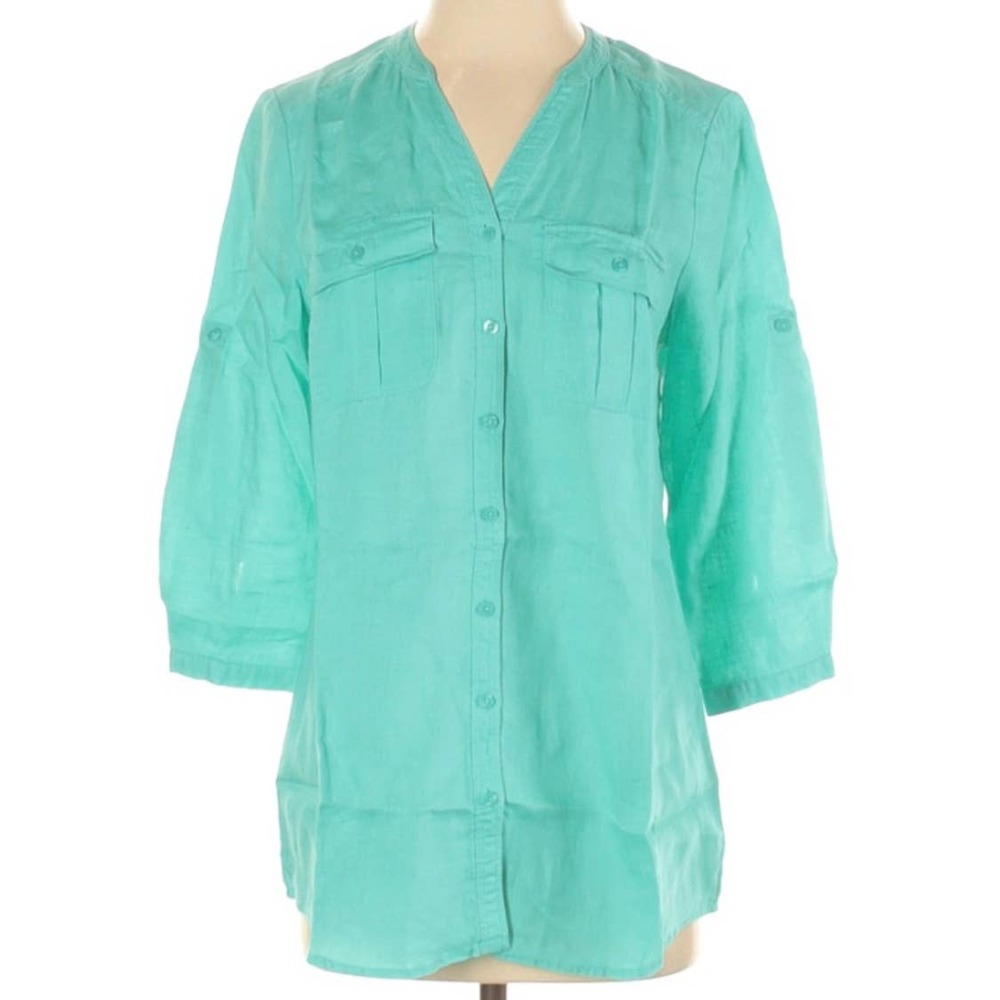 Nicole Miller Original Linen 3/4 Sleeve Blouse S